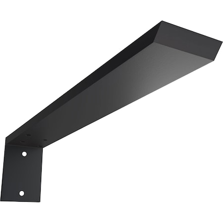 Ekena Millwork Hidden Support Steel Heavy Duty Bracket w/ Back Plate, Powder Coated Black 2 1/2"W x 16"D x 4"H BKTM02X16X04HBPBL